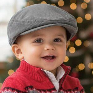 OLD NAVY Gray Corduroy Cabbie Hat Baby Boy 12 24 months Driving Gatsby 2010